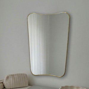 Handmade Brass Mirror - Antique Brass Italien Style Curved Wall Mirror