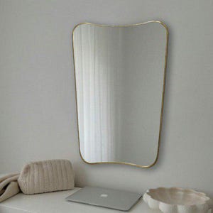 Handmade Brass Mirror - Antique Brass Italien Style Curved Wall Mirror