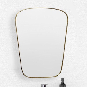 Handmade Bathroom Mirror - Antique Brass Mirror - Wavy Wall Mirror Brass