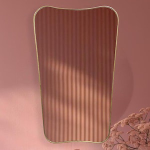 Butterfly Bathroom Brass Mirror - Handmade Antique Brass Italien Style Curved Wall Mirror