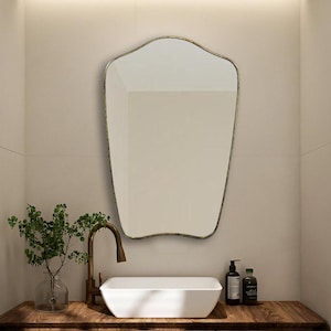 Italian Curved Antiqued Brass Mirror - Butterfly Irregular Mirror