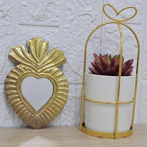 Small brass mirror Vanity mirror for girl vintage love mirror for home decor