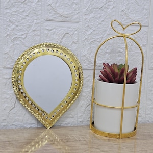 Mini mirror vanity mirror small eye mirror gift for girl bathroom mirror vintage decor mirror gold