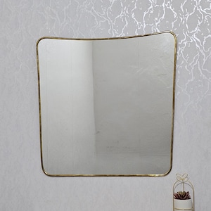 Italian Curved Brass Mirror – Antique Butterfly Irregular Mirror, Floor & Wall Mirror, Antique Brass Bathroom Mirror, Handmade Home Decor