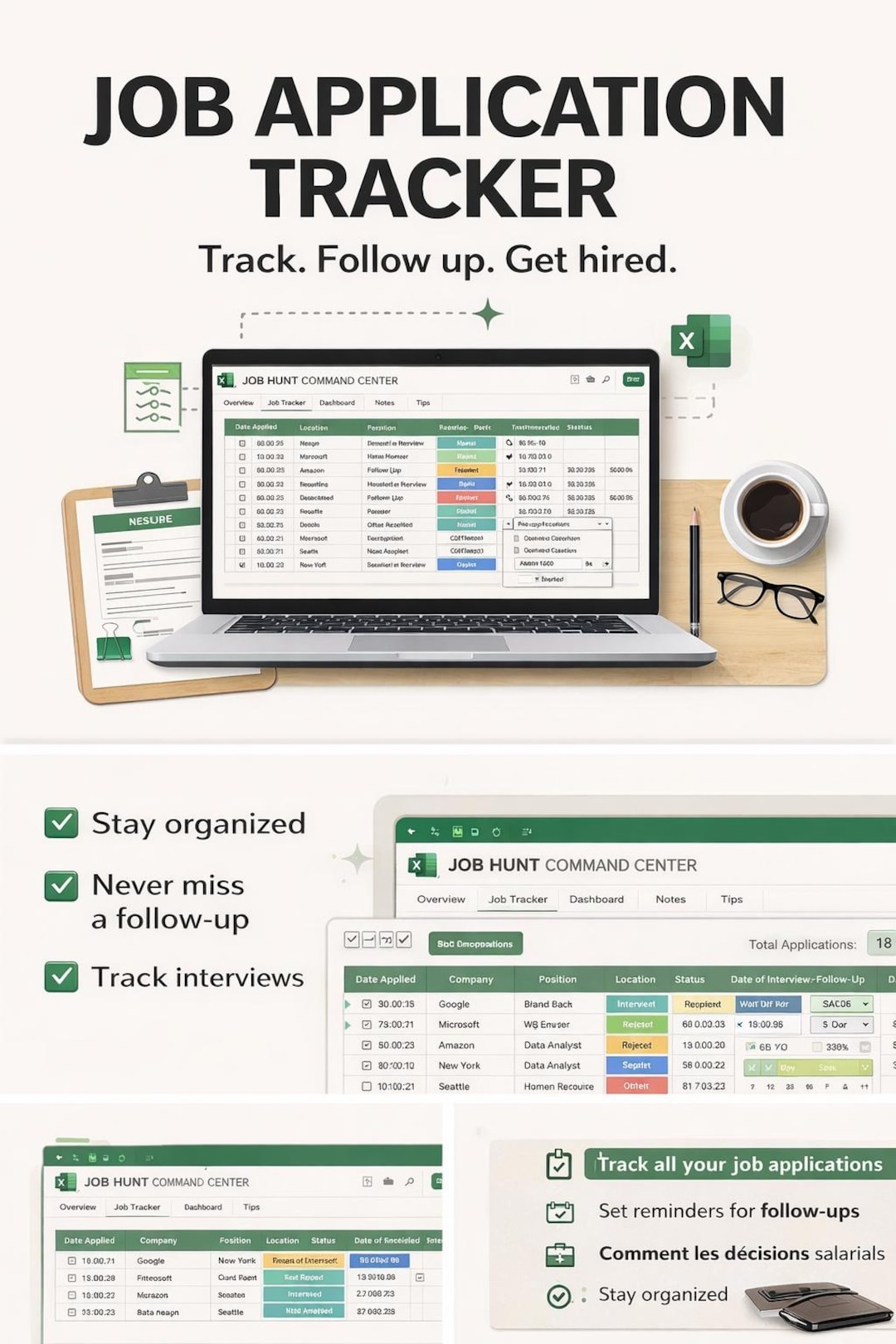 Job Application Tracker Excel | Job Search Spreadsheet | Job Tracker ...