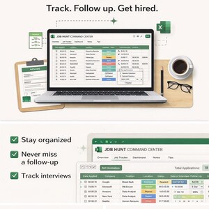 Job Application Tracker Excel | Job Search Spreadsheet | Job Tracker | Interview Tracker | Job Organizer Template