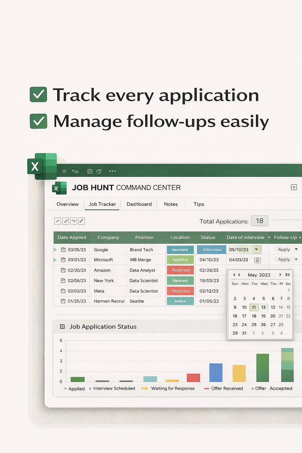 Job Application Tracker Excel | Job Search Spreadsheet | Job Tracker ...