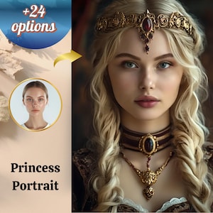 Ritratto personalizzato di principessa reale: stampa su tela rinascimentale (download digitale formato A3 12x16 pollici)