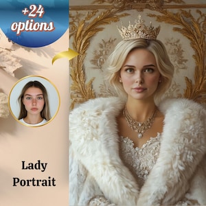 Custom Renaissance Portrait: Lady Canvas Print from Photo (Digital Download A3 Size 12x16 inches)