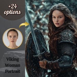 Mulher viking personalizada a partir de foto, retrato viking, presentes viking, Ragnar, Lagertha, retrato a partir de foto, retrato histórico, pintura encomendada