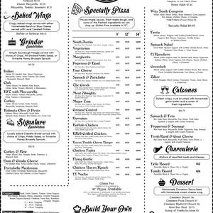 Menú del restaurante clásico