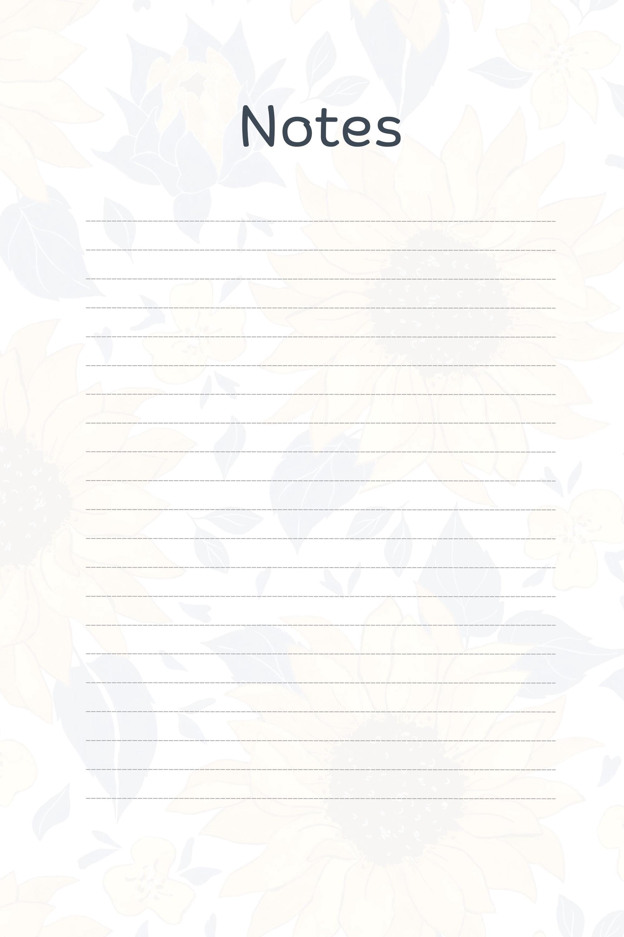 Note Template, Aesthetic Printable Notes Template, Digital Download ...