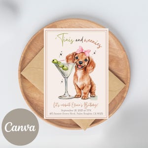 Weenies and Martinis Invitation, Weenies and Tinis Birthday Theme Invite, Weenies and Tinis, Weenies Martinis, Espresso Martini Invitation
