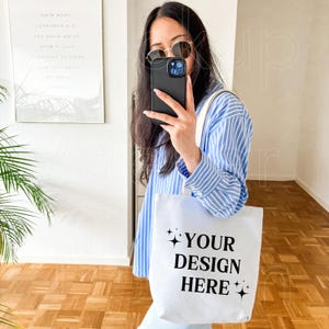 AOP Tote Bag Mock Up, Beige Handles, Tote Mockup, AOP Tote Bag Mockup, Digital Download, Printify Bag, AOP Totes Mockups, Mockups For Totes