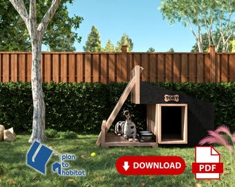 62x38 DIY Schwarzer Hund Haus-Pläne | Modernes Haustierhaus im Freien, Luxushundehaus & Bett, Geschenke für Haustiere, Holzbearbeitung PDF