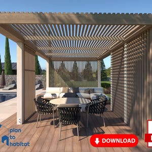 Pergola Plans 12x20 Backyard – DIY Wood Pergola Garden Blueprint PDF, Modern Pergola Patio Design & Simple DIY Backyard Plan