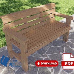 Outdoor Bench Plans 2x4 PDF – DIY Garden Bench Build Guide, Woodworking Furniture Project