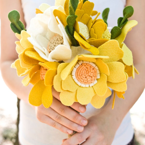 Custom Wedding Wildflower Felt Bouquet - Alternative Wedding Flowers -
