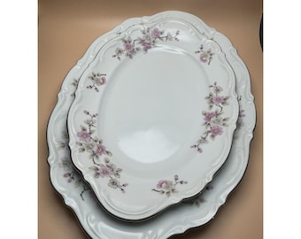 Vintage Mitterteich Springtime Pattern, 2 Platters-12.25" & 14.75"; Mint