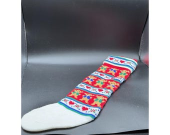 Osos de peluche tejidos de más de 20 pulgadas, Kurt Adler, 1985, calcetines navideños con pompones.