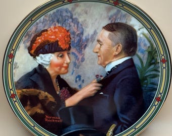 Plato de colección Knowles "La recompensa del amor" de Norman Rockwell, Sueño americano, 1987.