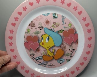 Vintage Tweety Bird roze VALENTINES Paris 12" dinerbord