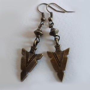 Arrowhead Earrings, Bronze Arrowhead Earrings, Large Earrings