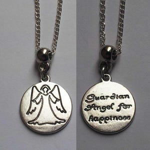 Angel Necklace, Silver Plate Guardian Angel for Happiness Gift Necklace, Handmade