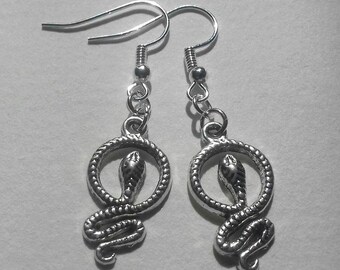 Snake Earrings, Silver Plate Gothic Drop Dangle Earrings