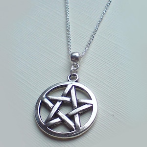 Large Pentacle Necklace, Wicca Pagan Pentagram Necklace, New Age, Handmade
