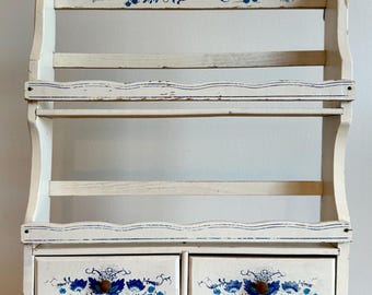 Vintage Arnart Blue Onion Spice Rack, Shabby Chic Farmhouse Kitchen Shelf