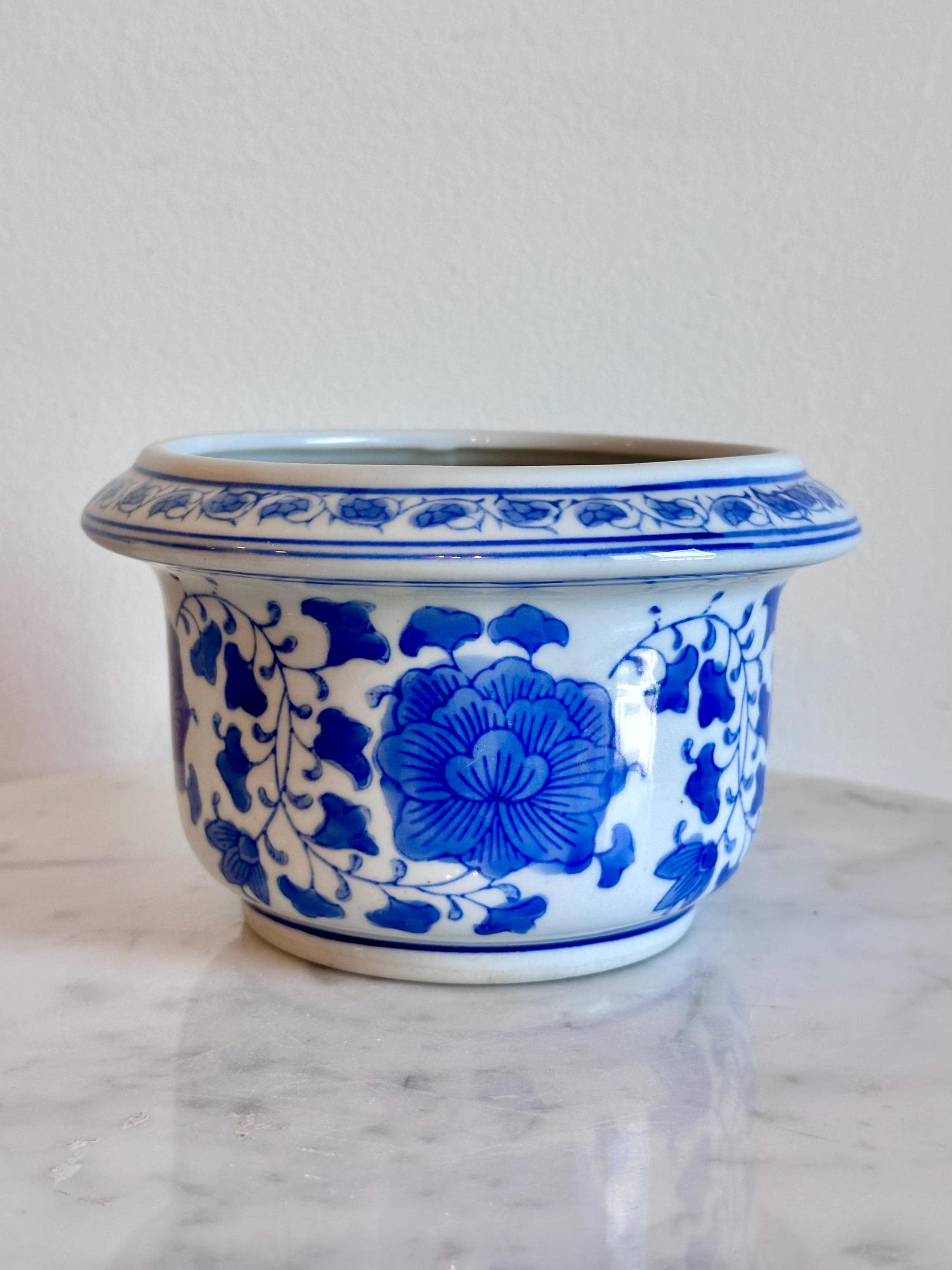 Blue and White Antique Planter - Etsy