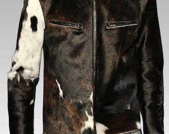 Men’s Cowhide Jacket, Pony Hair Western Coat, Boho Style Handmade Outerwear