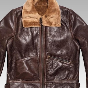 Men’s B3 Flight Bomber Jacket, Aviator Shearling Coat, Faux Shearling Lined Vintage Outerwear