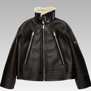 Girls Faux Fur Jacket, Brown Sheepskin Look Winter Coat, Cozy Zip-Up Outerwear
