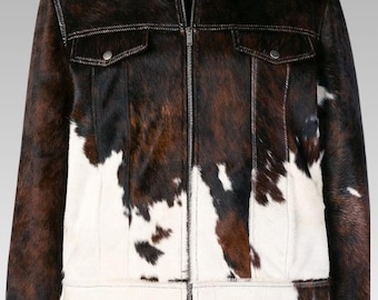 Men’s Cowhide Jacket, Genuine Hide Winter Coat, Handmade Classic Outerwear