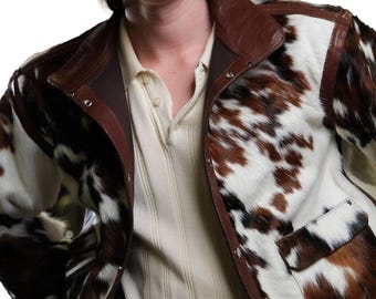 Men’s Hair-On Cowhide Jacket, Genuine Pony Skin Jacket, Handmade Western Outerwear