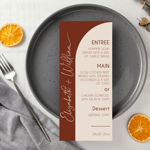 Boho Slim Wedding Menu 4x9 | Boho Inspired Design | Menu kolacji i baru | Dwustronne | Edytowalny szablon | SBW04
