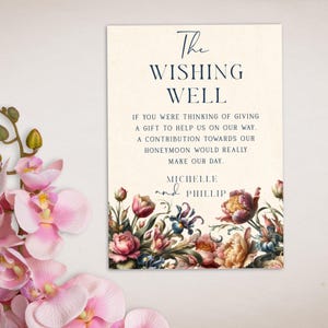 Insteekkaart wenskaart met bloemen | | Bewerkbare sjabloon | Trending bruiloftsthema | Huwelijksgedicht | DIY-bruid | SBW03