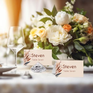 Conjunto de modelos de cartões de lugar para casamento com tema Boho | Cartões de nome com opção leve, planos e dobrados | Design Boho | 3,5 x 2 e 3,5 x 4 polegadas | SBW04