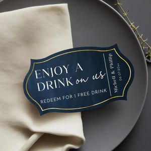 Plantilla de boletos para bebidas / Idea para recuerdo de boda / Vale para bebida gratis / Diseño floral holandés / Temática de boda histórica / Oscuro / 5 x 8,9 cm / SBW03