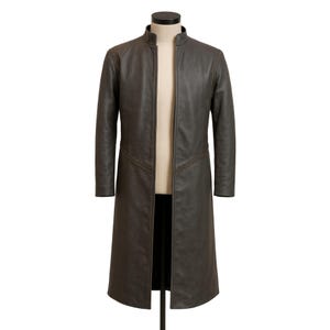 Men Aragorn Cosplay Leather Coat, Brown Halloween Real Leather Coat, Strider Cosplay Winter Long Duster Coat, Men King Cosplay Leather Coat
