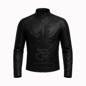 Handmade Hunter Zoom Leather Jacket Halloween Cosplay Jacket Superhero Motorcycle Leather Jacket  DC Comics Jacket Gift For Boys