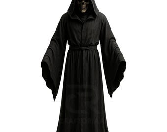 Disfraz Halloween Hombre Adulta Disfraz Adulto Disfraz De Parca De Halloween, Conjunto De Disfraz De Parca De Halloween Con Capucha Cadena De Cintura Y Guadana Para Cosplay De Fiesta Jm Disfraz La
