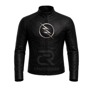 Jaqueta de couro Zoom: Jaqueta artesanal para cosplay do vilão Flash
