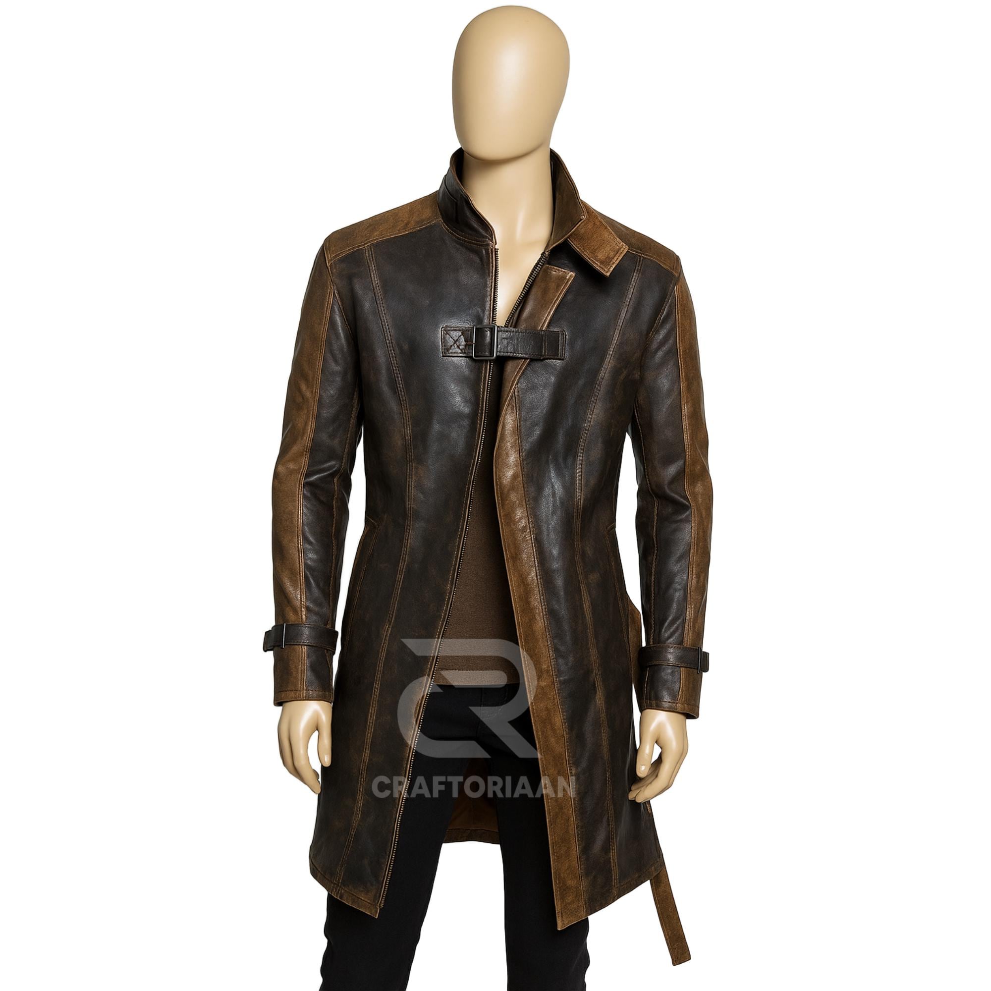 Handmade Watch Dogs Leather Coat Real Leather Long Coat Gaming Cosplay Leather Coat Men WD Long Coat Gift For Gamer Friend