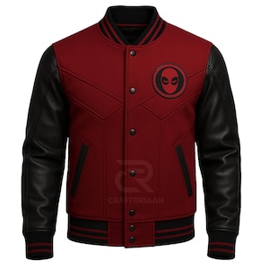 Deadpool Varsity Jacket: Wool & Faux Leather Cosplay Bomber