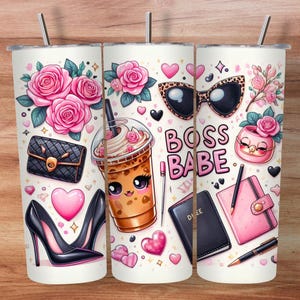 Boss Babe Tumbler Wrap PNG: Female Business Owner Sublimation Design (Digital Download)