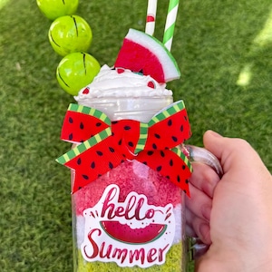 Fake watermelon slushy drink, Faux Whipped Shake, watermelon drink, Fake bake, Tiered Tray Decor, watermelon decor, summer drink
