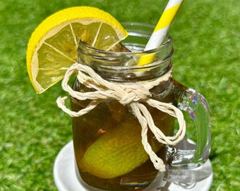 Fake Iced Tea Mini Drink: Resin Lemon Decor for Tiered Tray